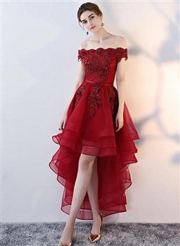 Picture of Cute Off Shoulder High Low Homecoming Dresses, Fashion Short Party Dresses